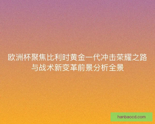 欧洲杯聚焦比利时黄金一代冲击荣耀之路与战术新变革前景分析全景